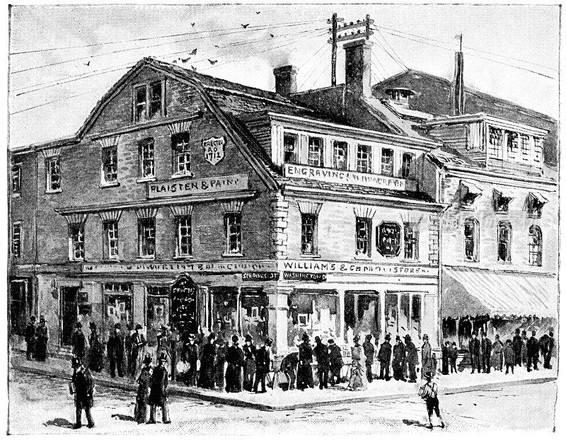 旧角书店在波士顿，马萨诸塞州，美国- 19世纪